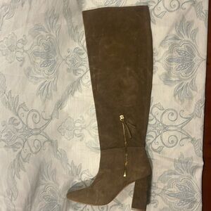 Free People Moss Green/Tan Suede above the knee Boots